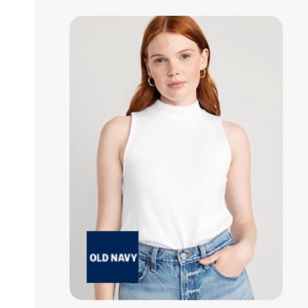 NWT OLD NAVY Fitted Sleeveless Mock-Neck Top Women’s XL White